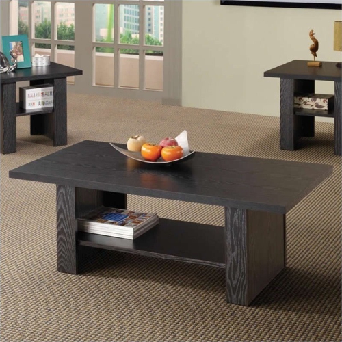Coaster 3 Piece Coffee Table Set in Black Oak