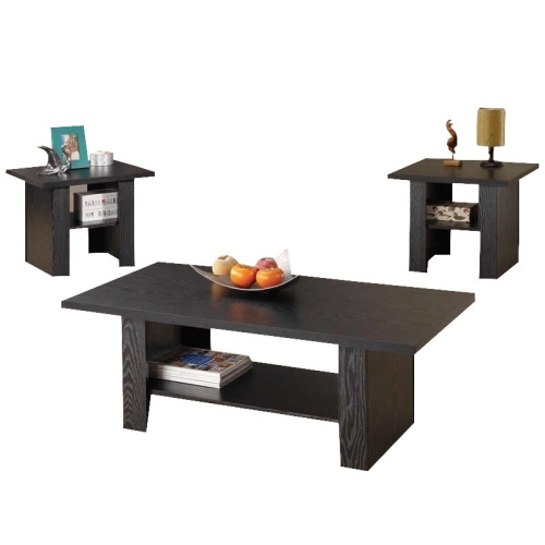 Coaster 3 Piece Coffee Table Set in Black Oak