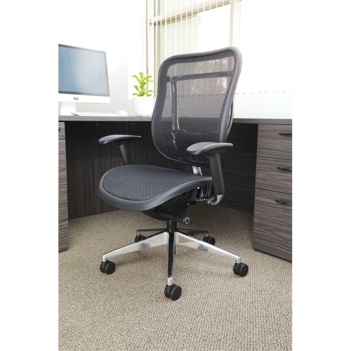 Big and Tall Executive Black High Back Chair with Mesh Fabric Back and Mesh Seat