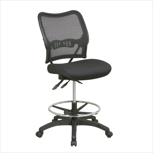 Deluxe Ergonomic AirGrid Back Black Fabric Drafting Chair with Mesh Seat