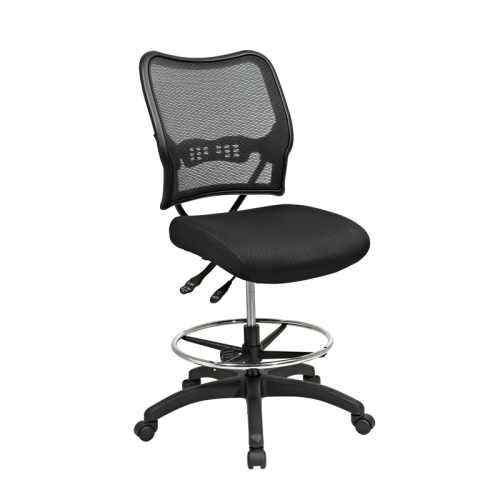Deluxe Ergonomic AirGrid Back Black Fabric Drafting Chair with Mesh Seat