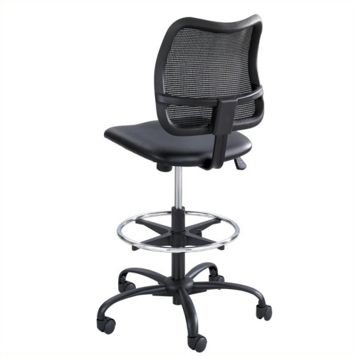 Safco Vue Extended-Height Vinyl Drafting Chair in Black