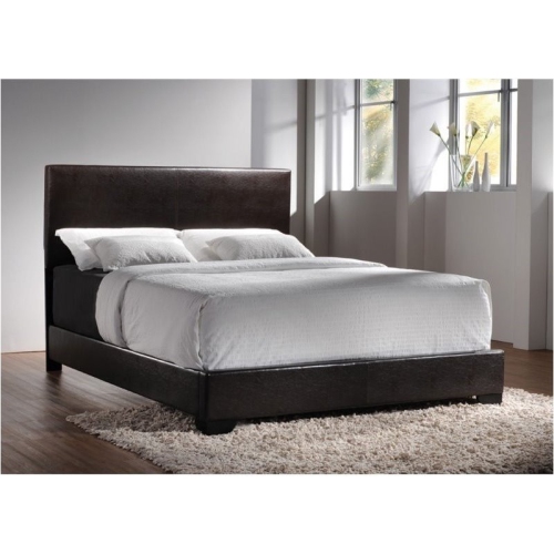 COASTER  Conner Faux Leather Upholstered Transitional Platform Bed - Queen - Dark Brown