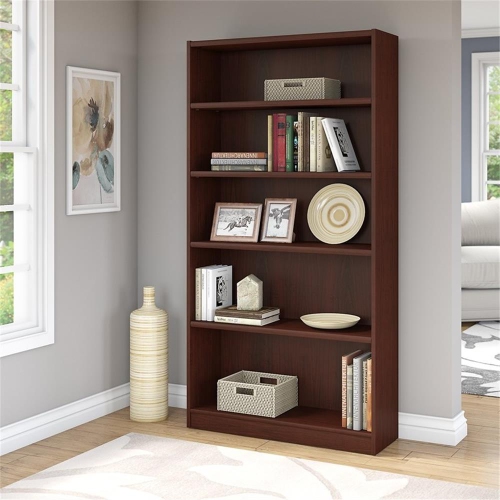 Bush Furniture Universal 5 Shelf Wooden Bookcase in Vogue Cherry