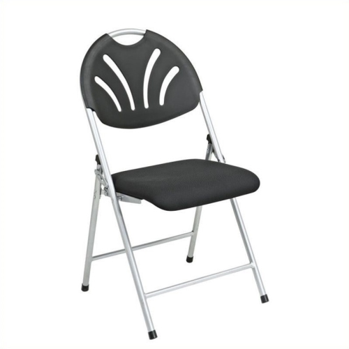 OFFICE STAR  Set Of 4 Plastic Folding Chair In And Silver In Black