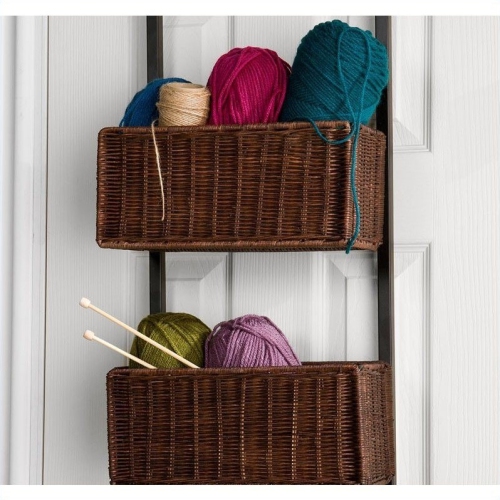 SEI Furniture Hazel Over-the-Door Basket Storage in Espresso