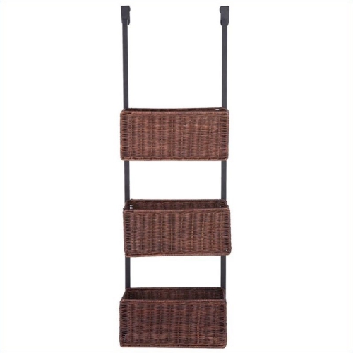 SEI Furniture Hazel Over-the-Door Basket Storage in Espresso