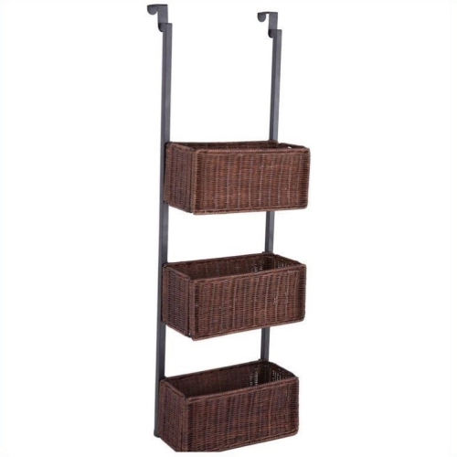SEI Furniture Hazel Over-the-Door Basket Storage in Espresso