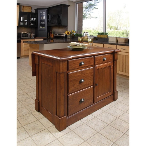 Homestyles Aspen Wood Kitchen Island in Brown