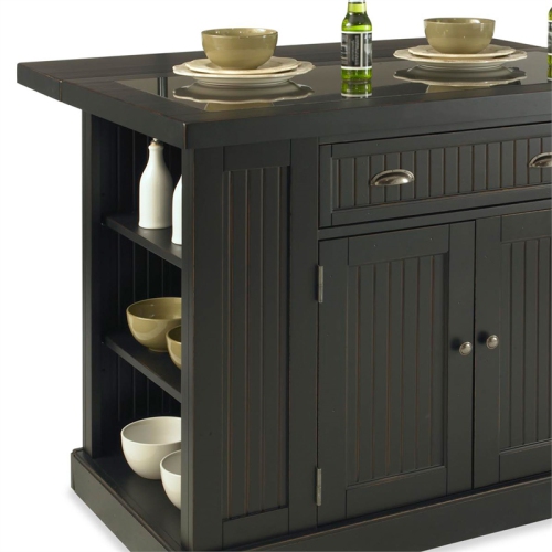Homestyles Nantucket Wood Kitchen Island in Black