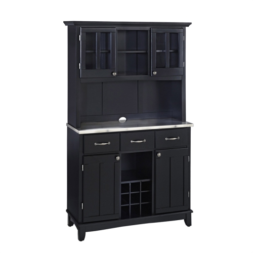 Homestyles Buffet of Buffets Wood Buffet with Hutch in Black