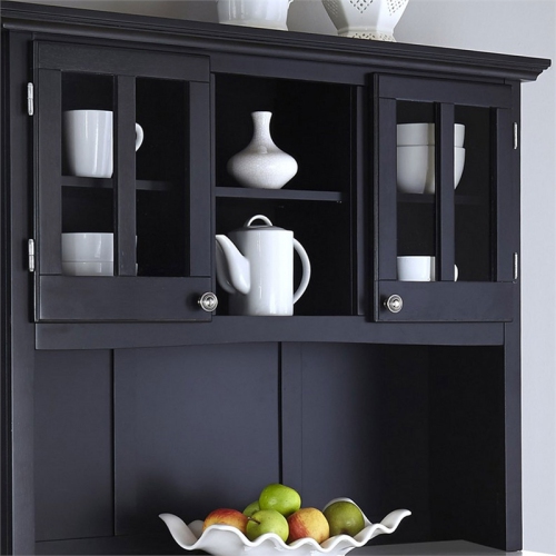 Homestyles Buffet of Buffets Wood Buffet with Hutch in Black