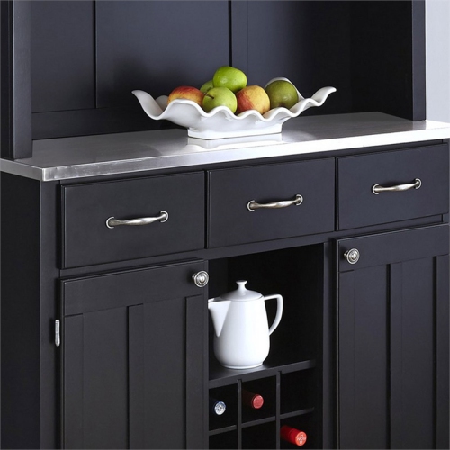 Homestyles Buffet of Buffets Wood Buffet with Hutch in Black