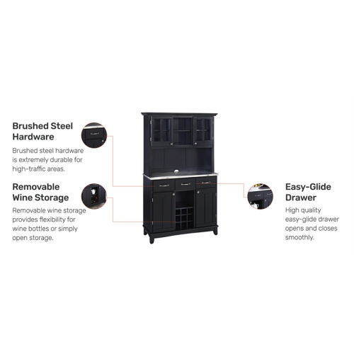 Homestyles Buffet of Buffets Wood Buffet with Hutch in Black