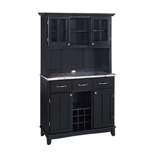 Homestyles Buffet of Buffets Wood Buffet with Hutch in Black