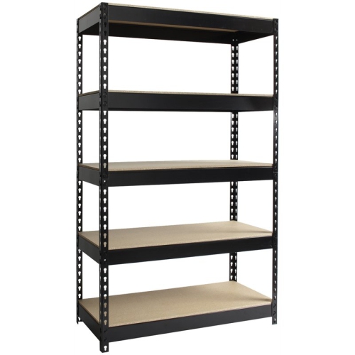 Iron Horse 3800 Riveted Metal Shelving 5-Shelf Unit 16D x 36W x 60H Black