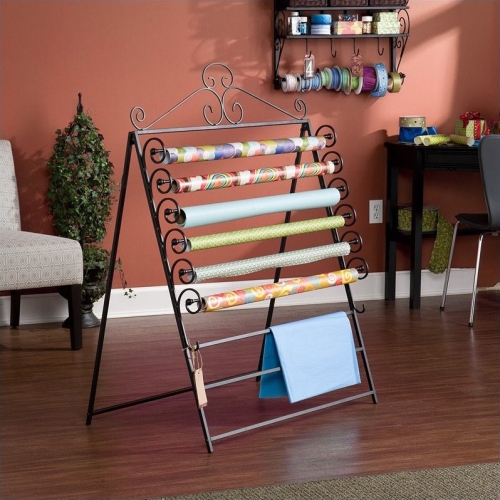 SOUTHERN ENTERPRISES  Sei Furniture Evelyn Easel-Wall Mount Craft Storage Rack In In Black