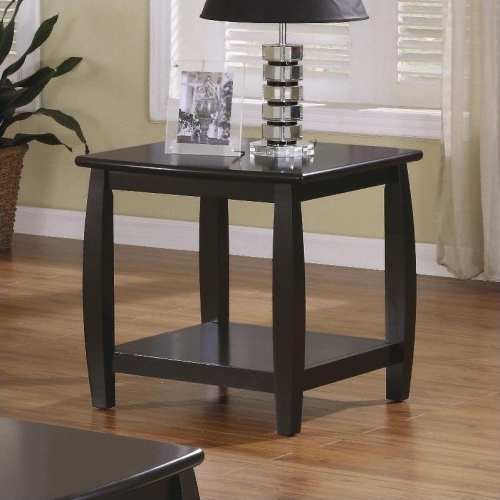 Coaster Marina Contemporary Square End Table with Bottom Shelf in