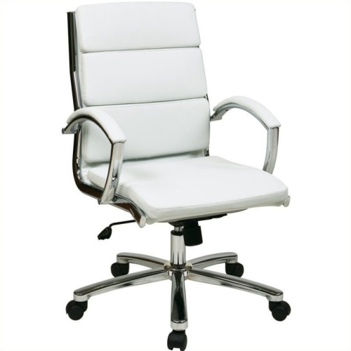 OFFICE STAR  Mid Back Executive Leather Chair By In White