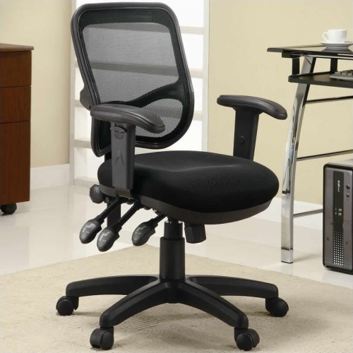 COASTER  Rollo Padded Arm Fabric Mesh Office Chair With Casters In In Black