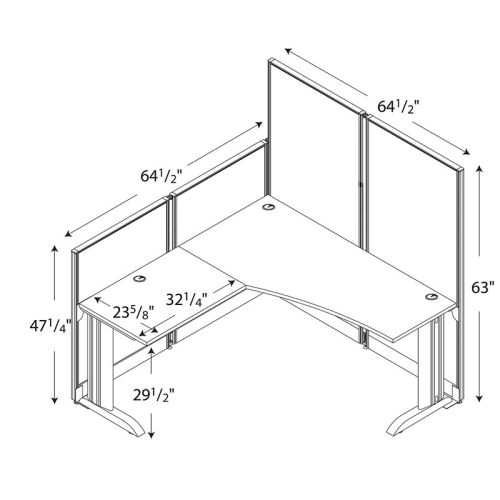 Office in an Hour L Shaped Cubicle Workstation with Storage in Cherry
