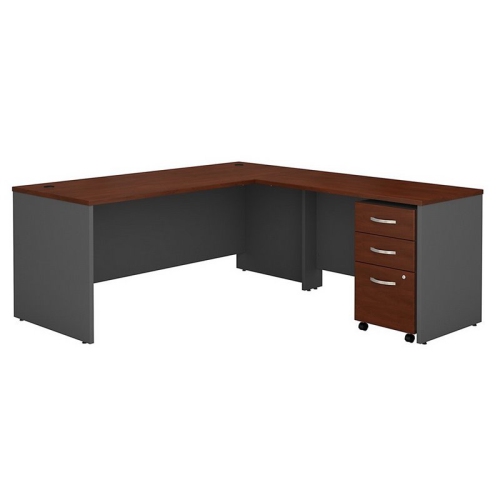Series C 72W L Shaped Desk with File Cabinet in Hansen Cherry - Engineered Wood