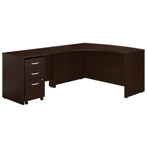 Bush Business Furniture Series C 60" Left 3 Drawer L-Shaped Desk in Mocha Cherry