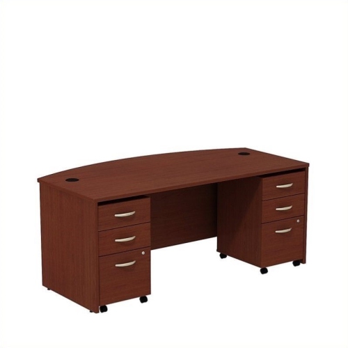 BBF  Series C 72" Bowfront Desk With Pedestals In - Engineered Wood In Mahogany