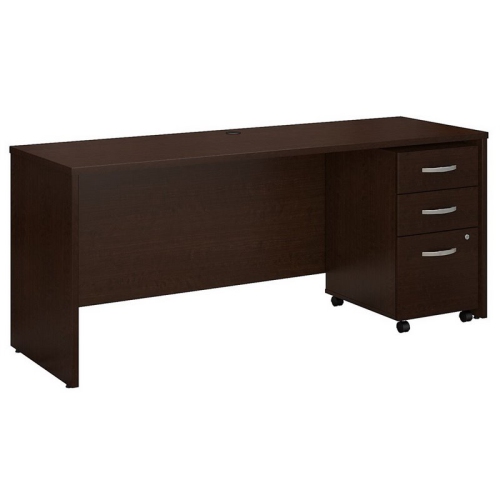 BBF  Series C 72W Office Desk With File Cabinet In Mocha Cherry - Engineered Wood