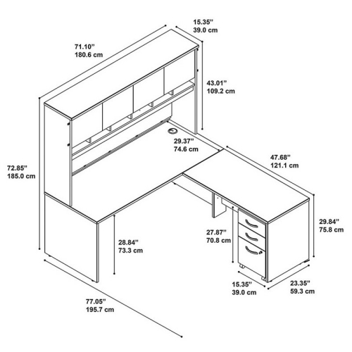 Series C 72W L Shaped Desk with Storage in Hansen Cherry - Engineered Wood