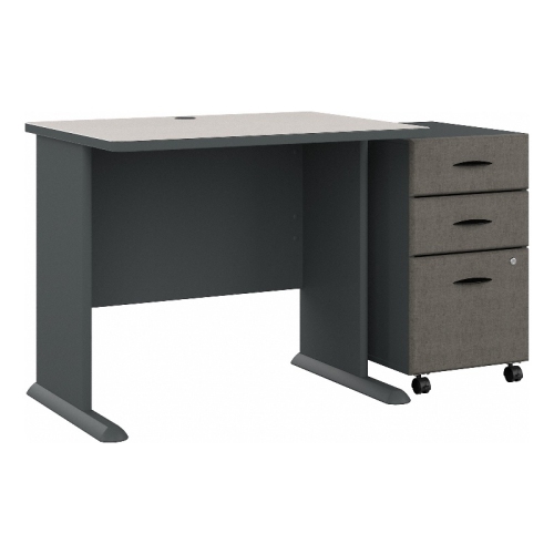 Series A 36" Desk with Mobile File Cabinet in Slate/White - Engineered Wood