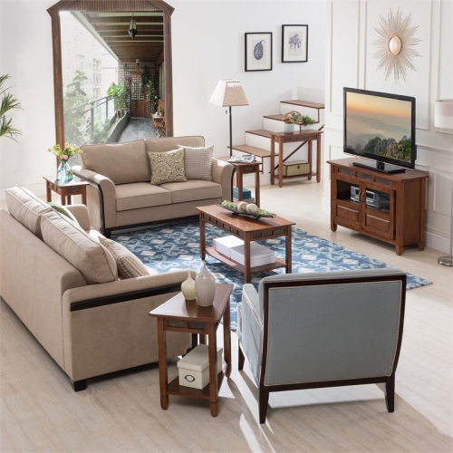 Leick Furniture Rustic Slate Rectangular Wood Coffee Table in Rustic Oak