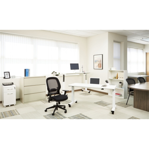 Office Star AirGrid Back and Mesh Fabric Seat Office Chair in Black