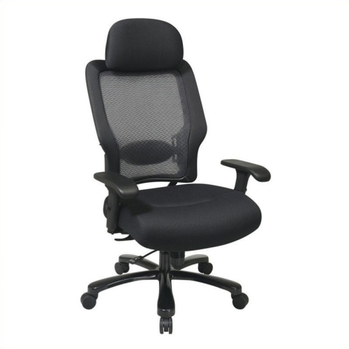 OFFICE STAR Professional Air Grid Back And Black Mesh Fabric Seat With Steel Finish Base