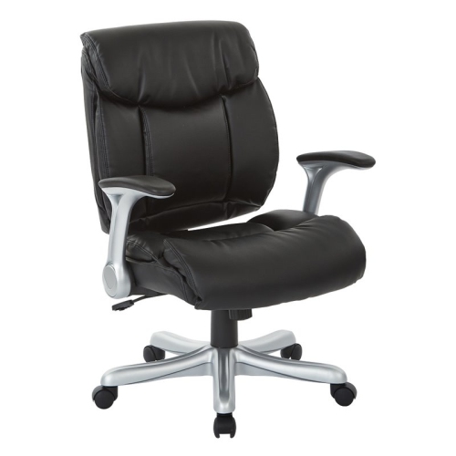 OFFICE STAR  Boded Leather Office Chair In Silver And In Black 