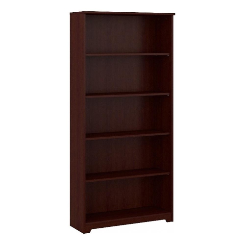 Bush Cabot 5-Shelf Engineered Wood Tall Bookcase in Harvest Cherry