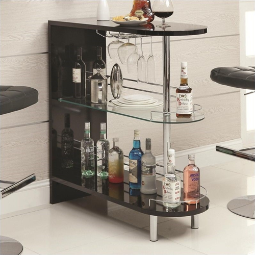 COASTER  Contemporary Home Bar Table With Glass Shelf In Black