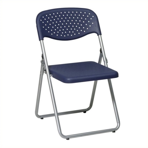 OFFICE STAR Set Of 4 Plastic Folding Chair In Blue By 