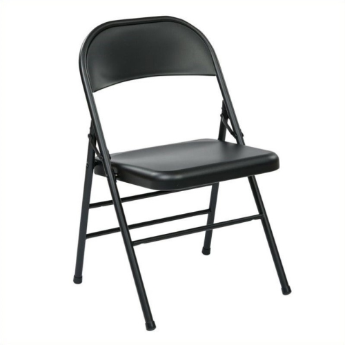 OFFICE STAR  Osp Home Furnishings Folding Chair With Metal Seat And Back In In Black