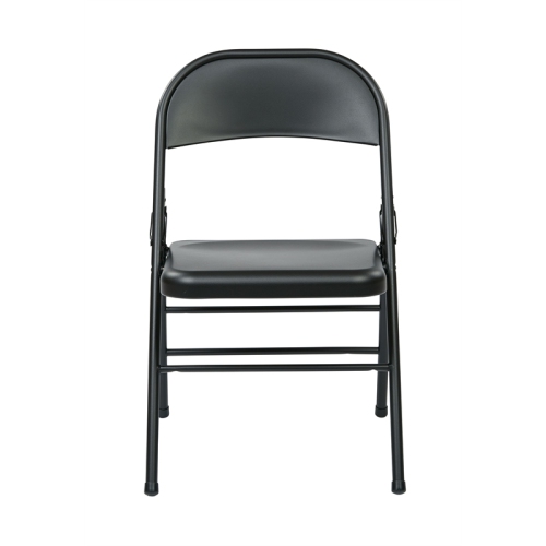 OSP Home Furnishings Folding Chair with Metal Seat and Back in Black