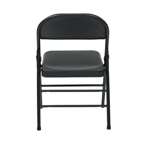 OSP Home Furnishings Folding Chair with Metal Seat and Back in Black