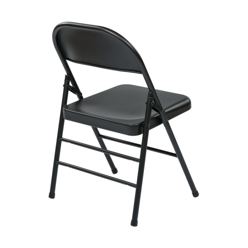 OSP Home Furnishings Folding Chair with Metal Seat and Back in Black