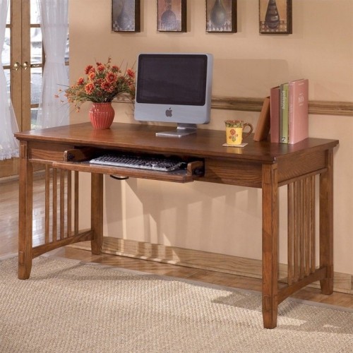 ashley furniture rustic country corner desk (h319-44) - medium brown