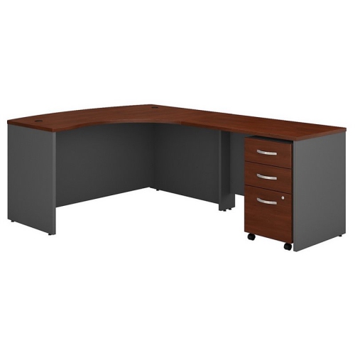 BBF Series C Rh Transitional Wood L Shaped Desk With Drawers In Hansen Cherry