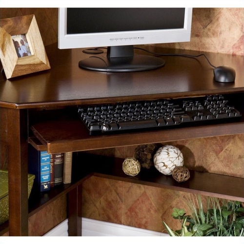SEI Furniture Alexander Corner Computer Desk in Rich Espresso