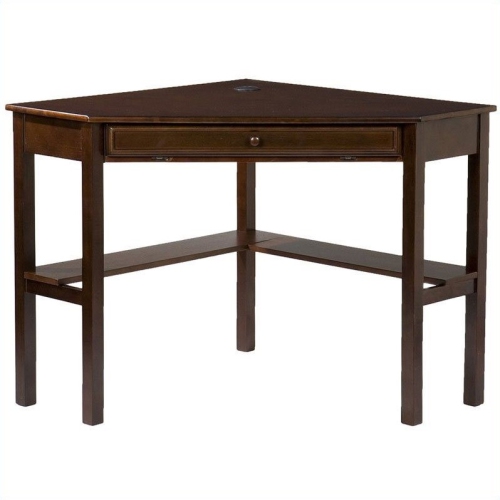 SEI Furniture Alexander Corner Computer Desk in Rich Espresso