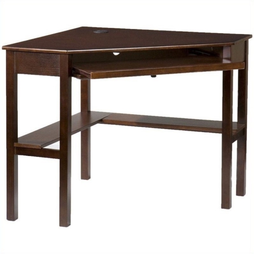 SEI Furniture Alexander Corner Computer Desk in Rich Espresso