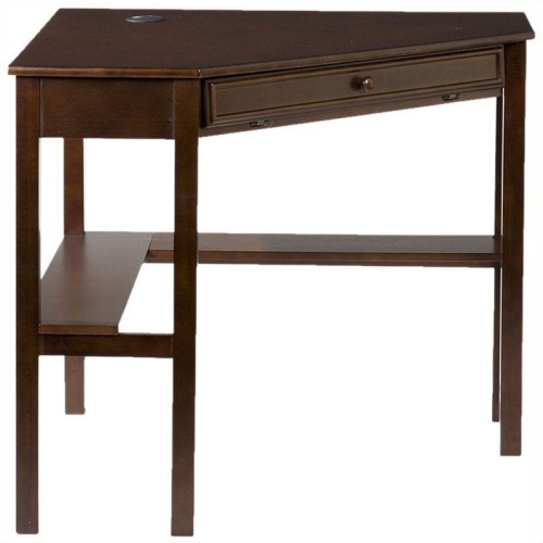 SEI Furniture Alexander Corner Computer Desk in Rich Espresso