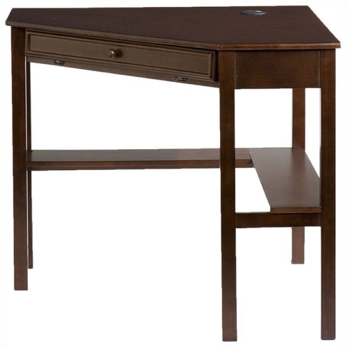 SEI Furniture Alexander Corner Computer Desk in Rich Espresso