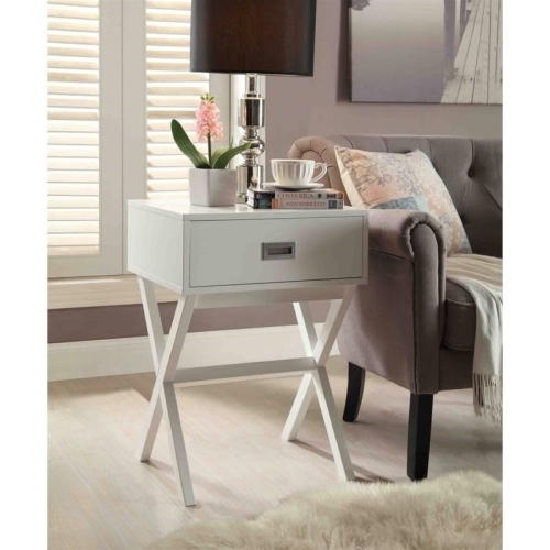 CONVENIENCE CONCEPTS  Designs2Go Landon End Table In Wood Finish In White